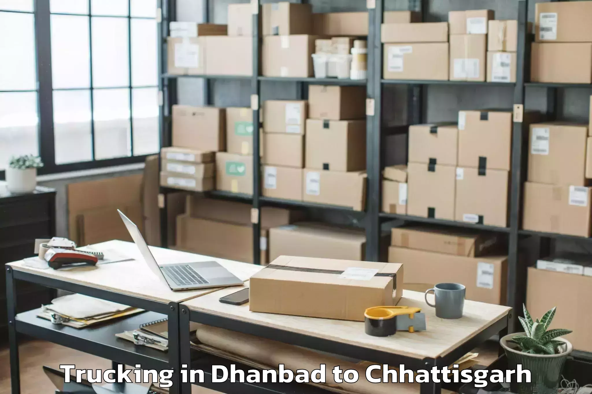 Easy Dhanbad to Bhairamgarh Trucking Booking